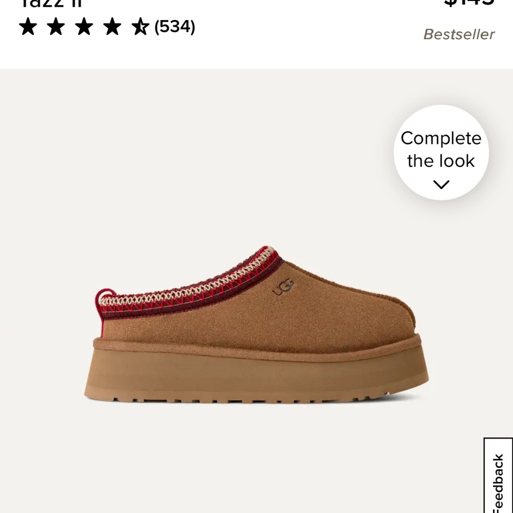 UGG Taz II Chestnut Platform with Red Trim and Knit Accent